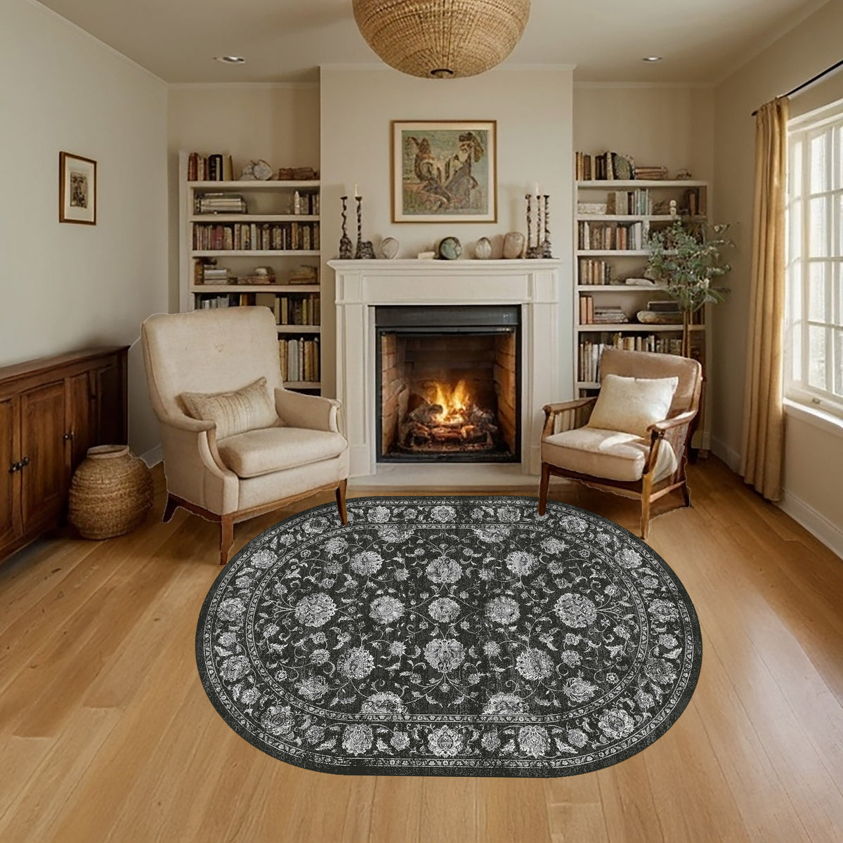 Ancient Garden 57126-3636 Charcoal/Silver Area Rug