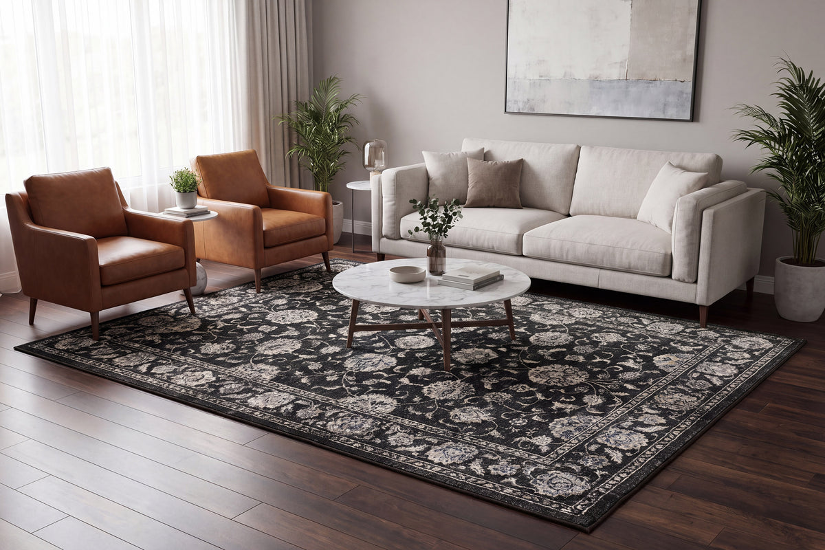 Ancient Garden 57126-3636 Charcoal/Silver Area Rug