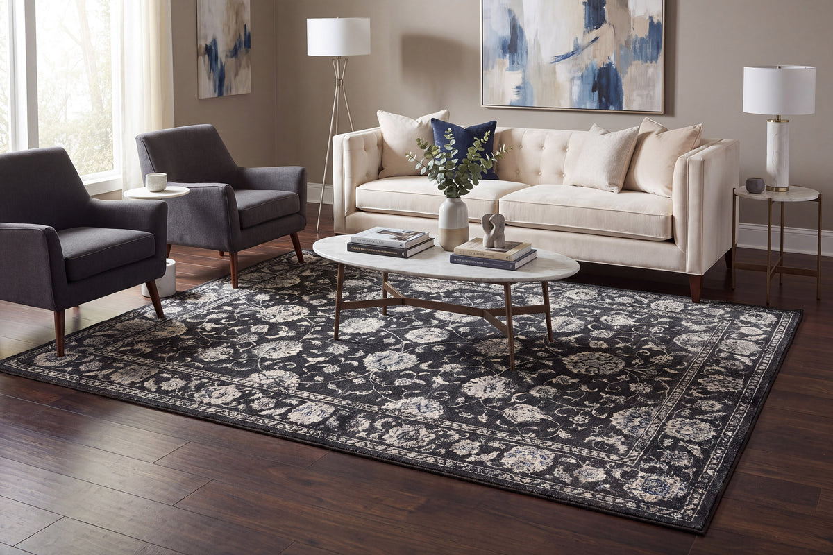 Ancient Garden 57126-3636 Charcoal/Silver Area Rug