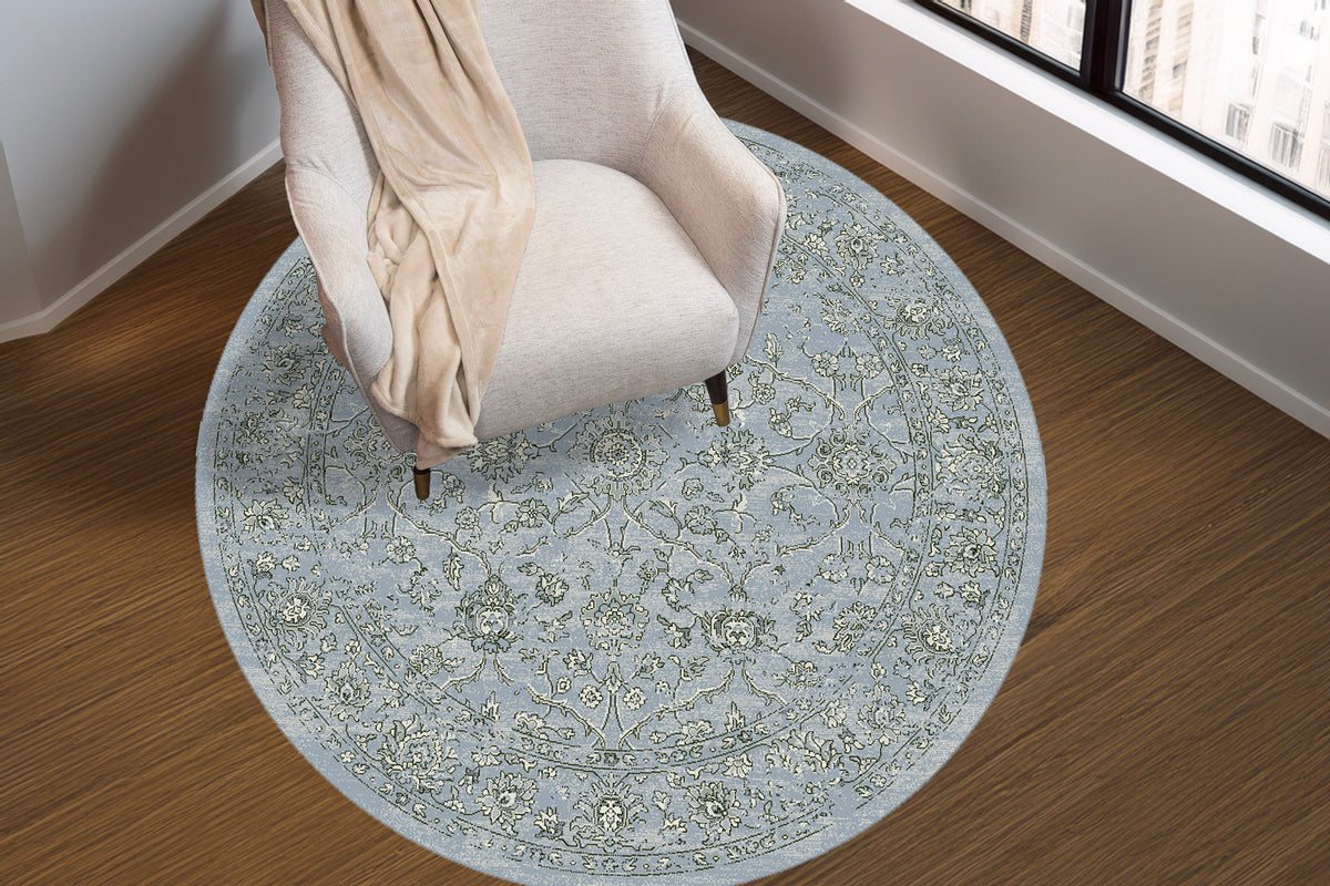 Ancient Garden 57136-4646 Steel Blue/Cream Area Rug
