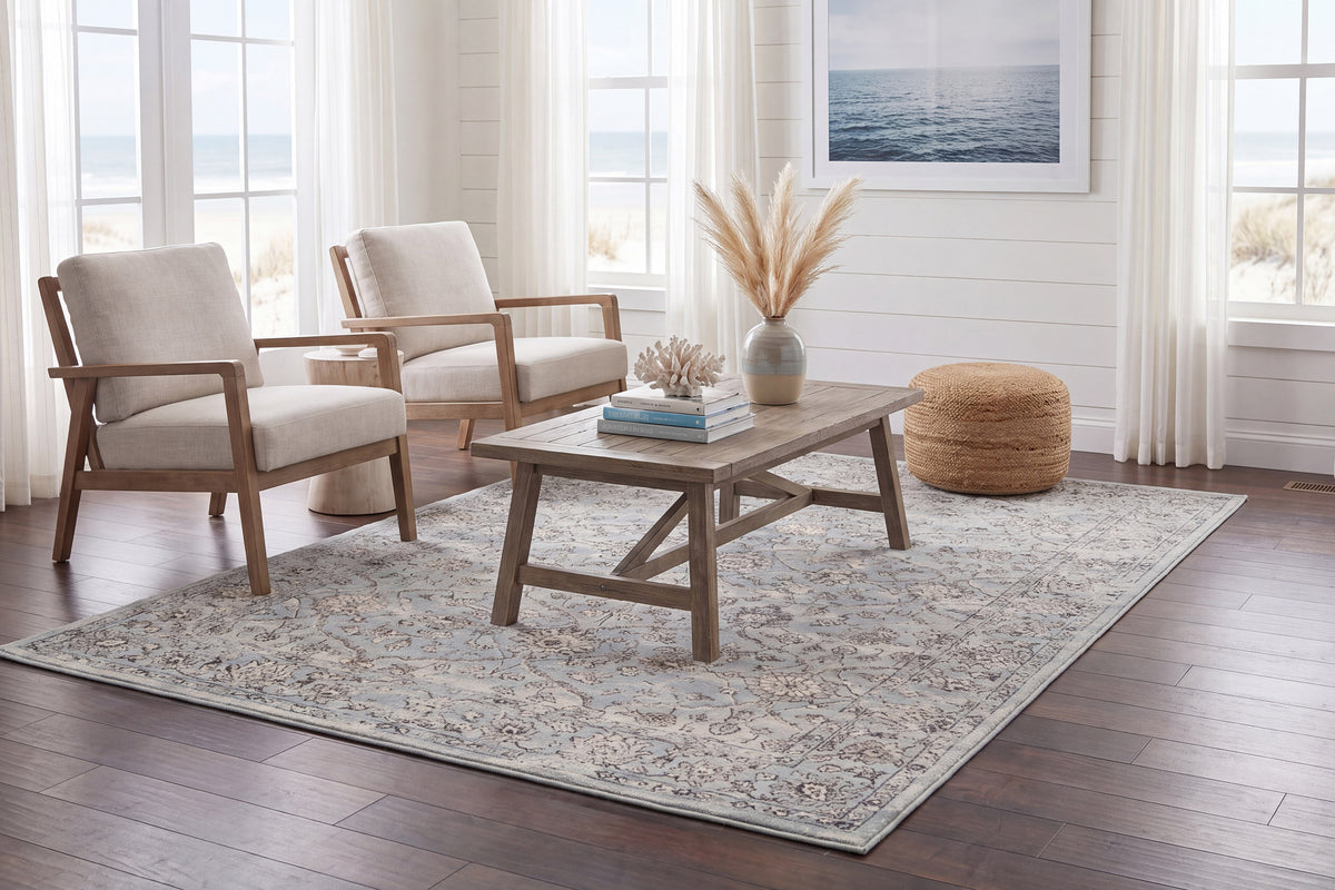 Ancient Garden 57136-4646 Steel Blue/Cream Area Rug