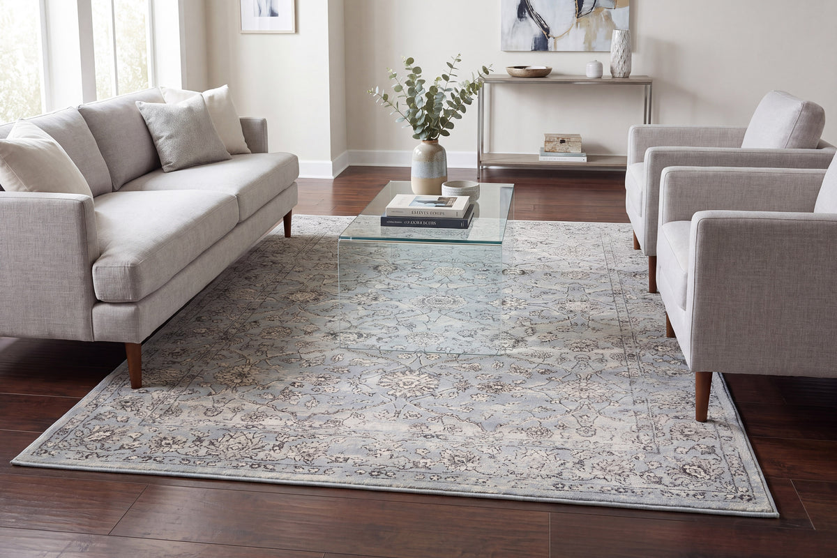 Ancient Garden 57136-4646 Steel Blue/Cream Area Rug