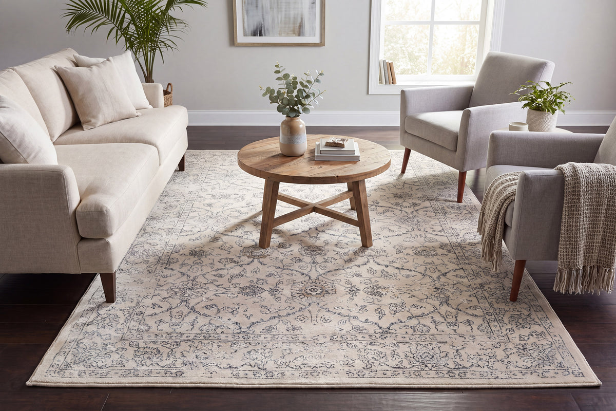 Ancient Garden 57136-9696 Silver/Grey Area Rug