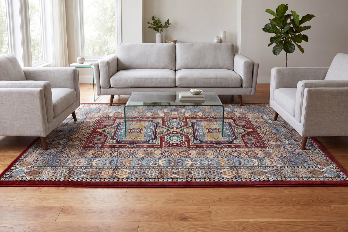 Ancient Garden 57147-1454 Red Area Rug