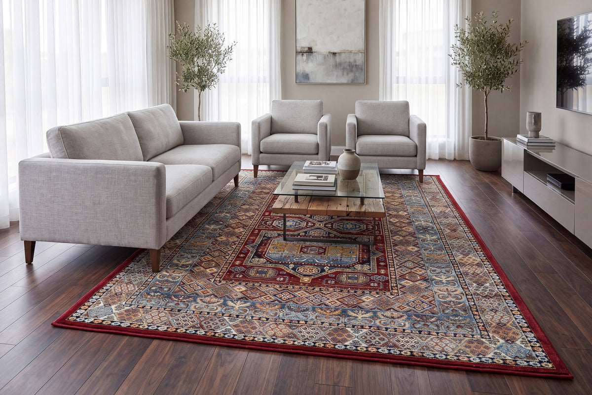 Ancient Garden 57147-1454 Red Area Rug