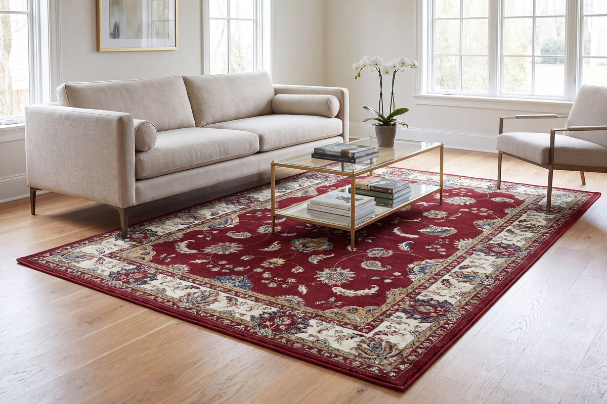 Ancient Garden 57158-1464 Red/Ivory Area Rug