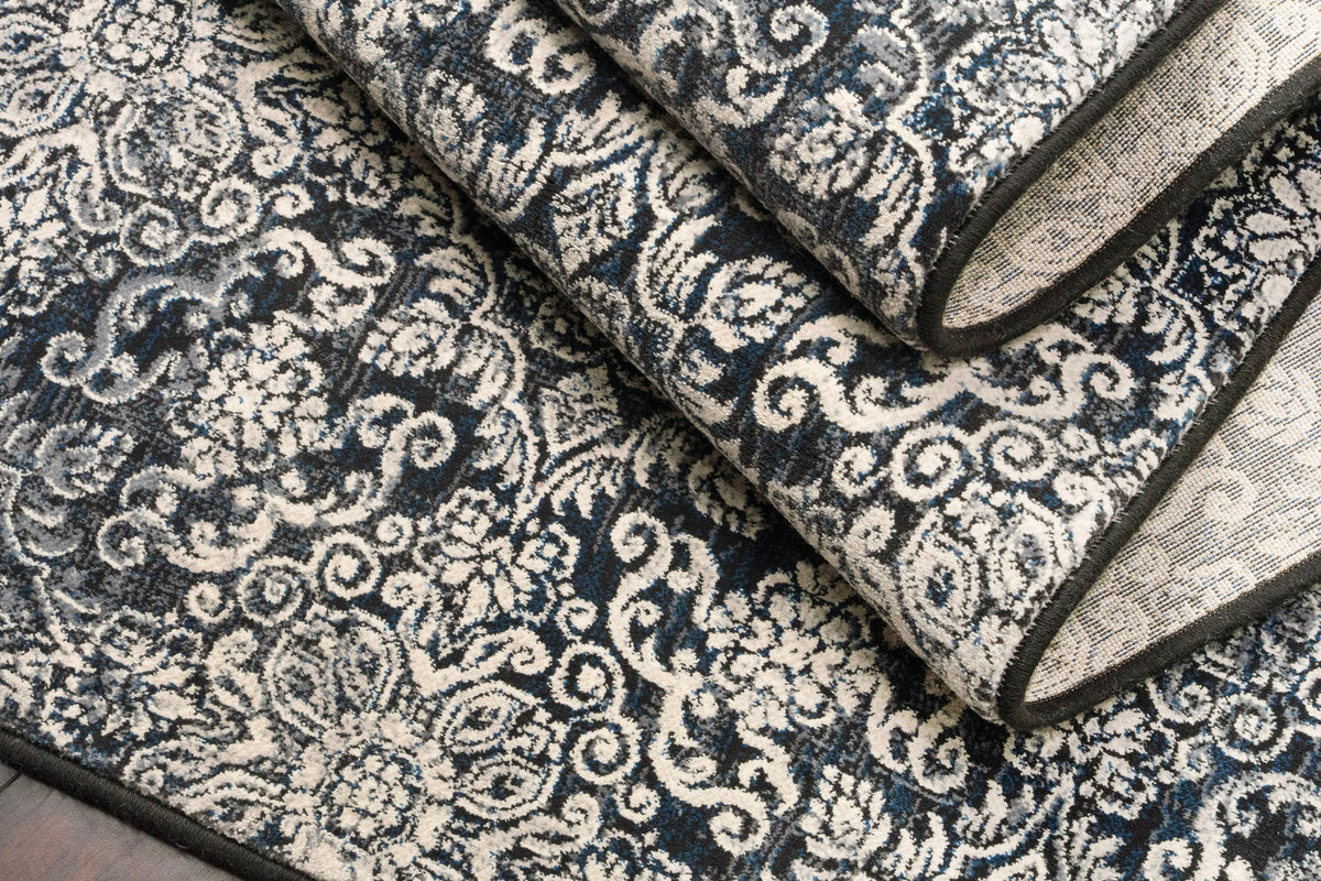 Ancient Garden 57162-3696 Steel Blue Area Rug