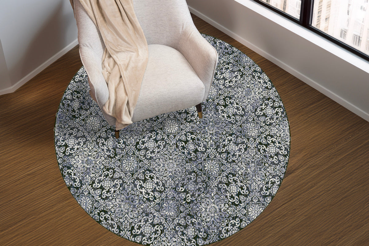 Ancient Garden 57162-3696 Steel Blue Area Rug