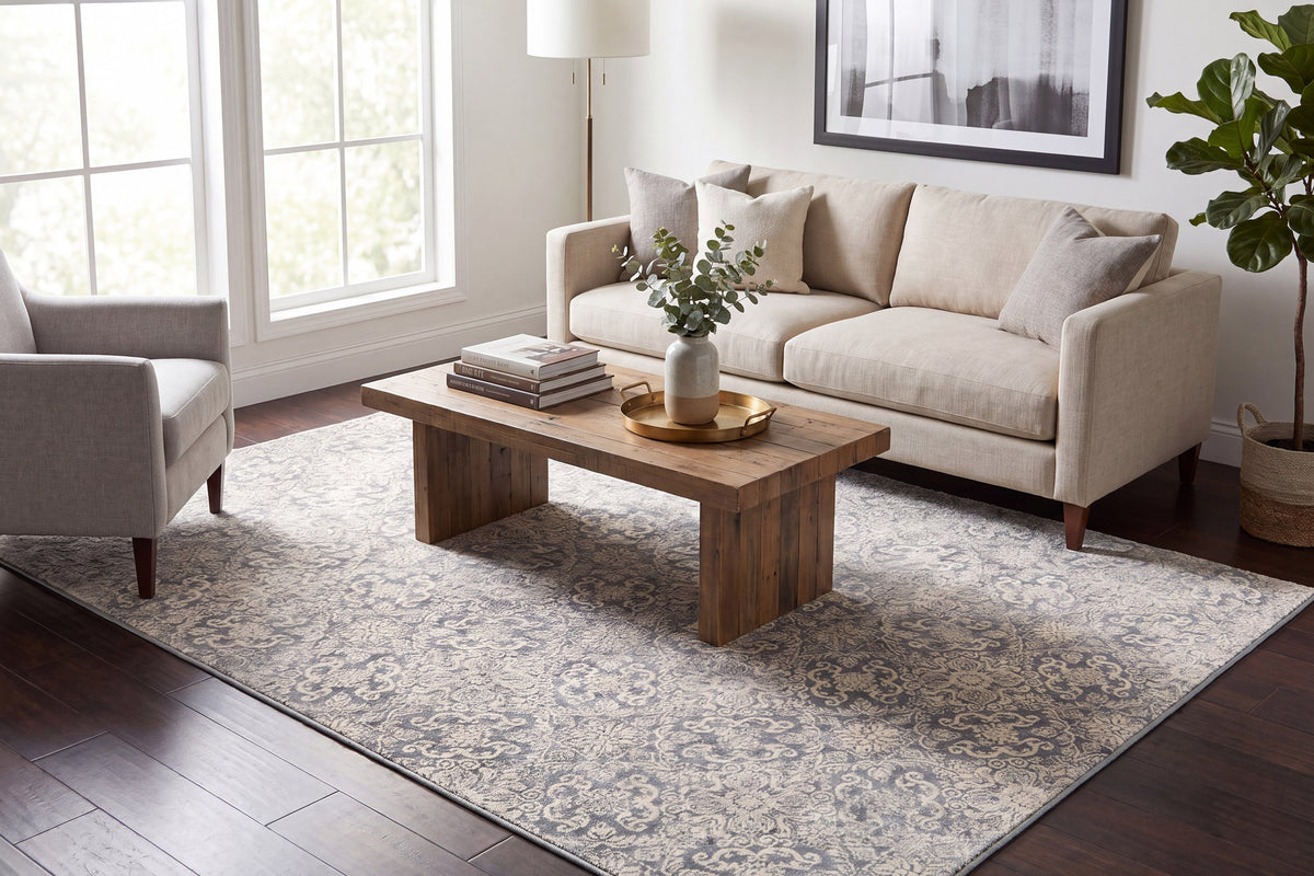 Ancient Garden 57162-4666 Light Blue Area Rug