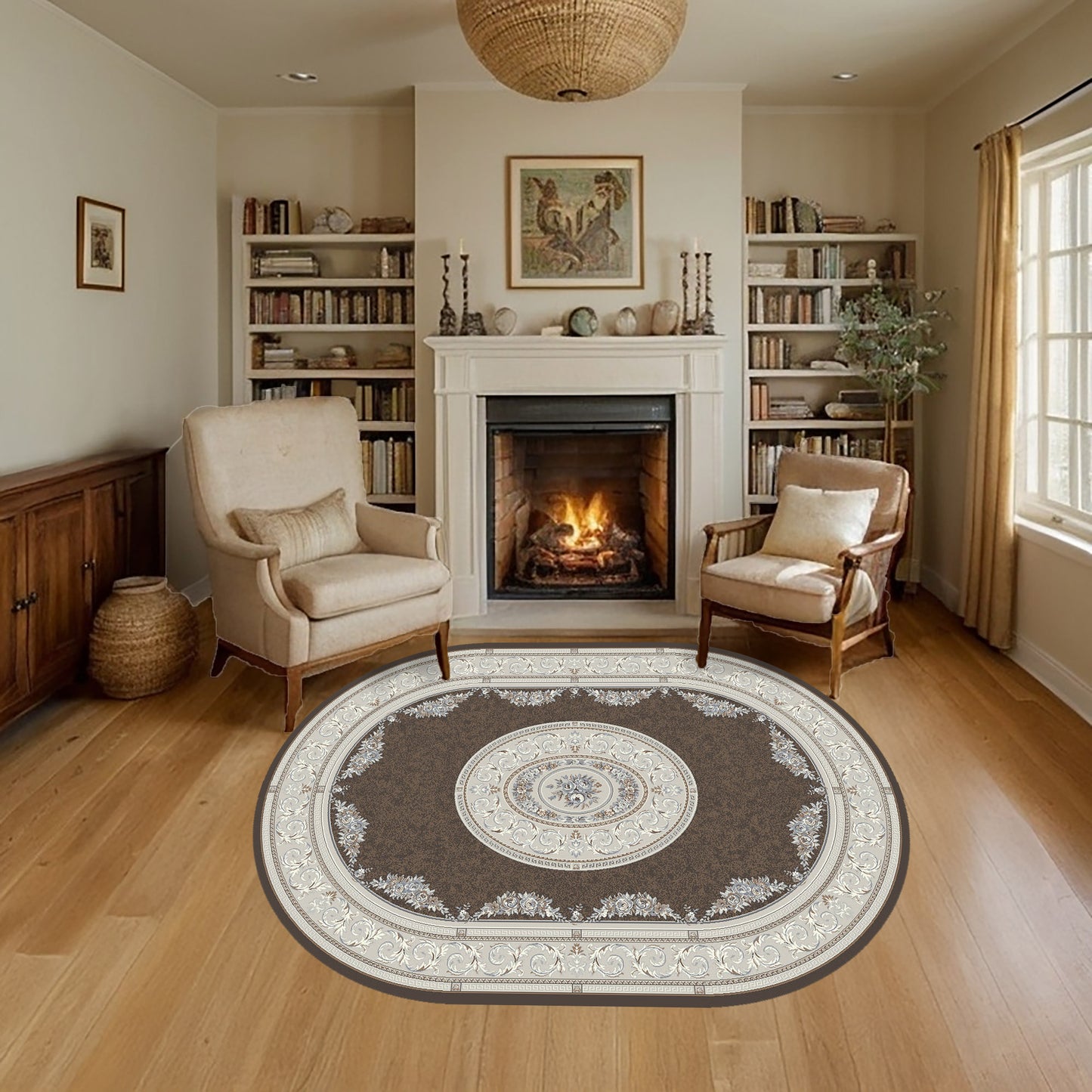 Ancient Garden 57226-3295 Brown/Cream Area Rug