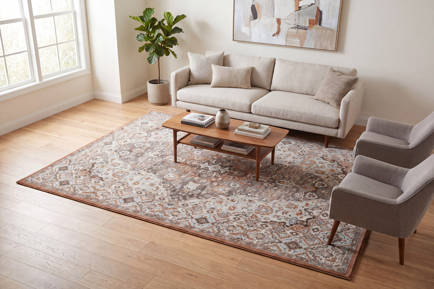 Ancient Garden 57275-9285 Beige/Multi Area Rug