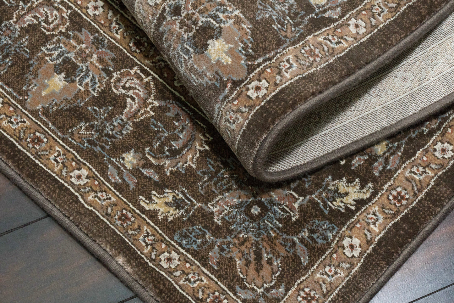 Ancient Garden 57276-3235 Dark Brown/Beige/Blue Area Rug