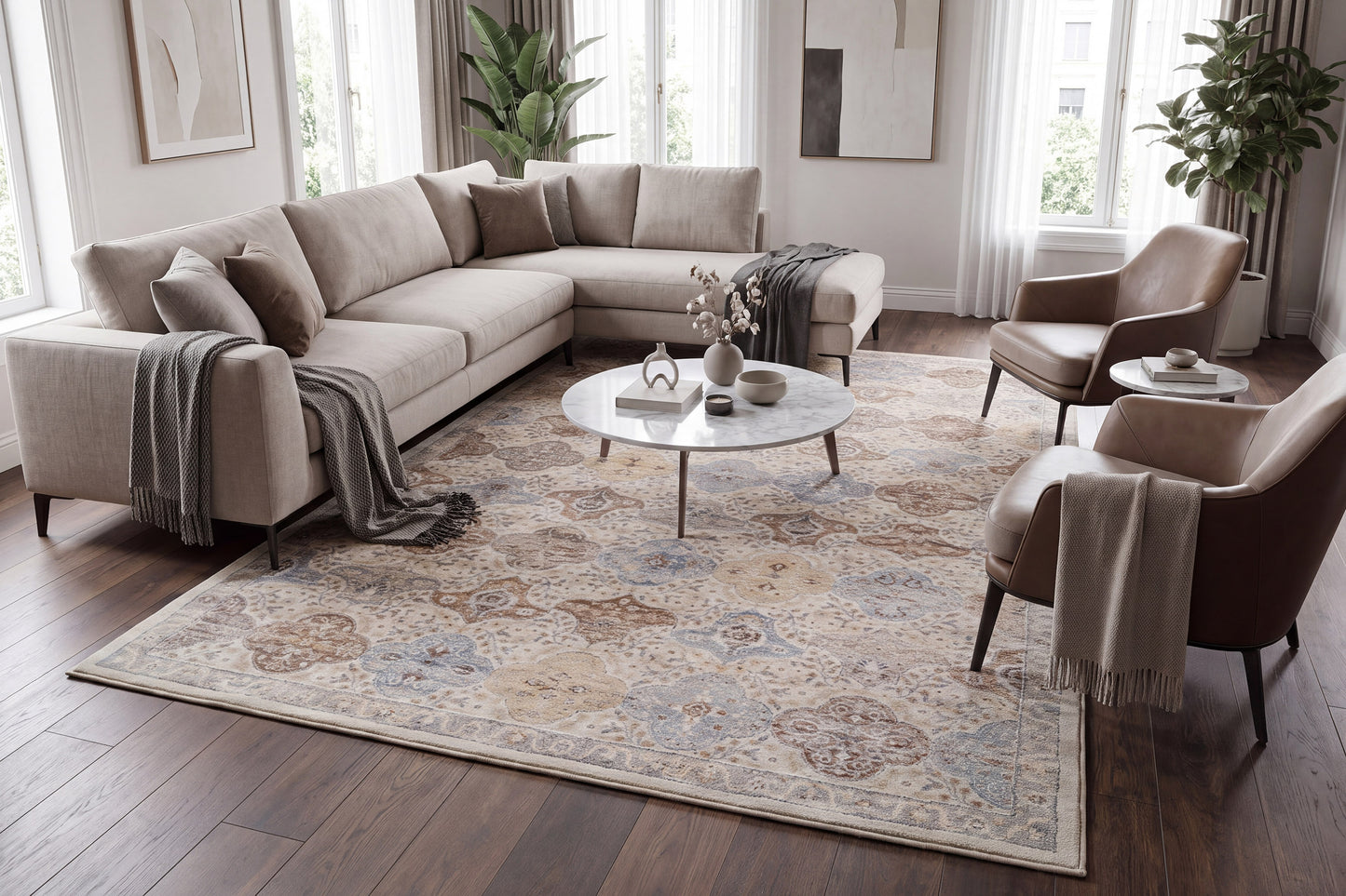 Ancient Garden 57279-9295 Cream/Multi Area Rug