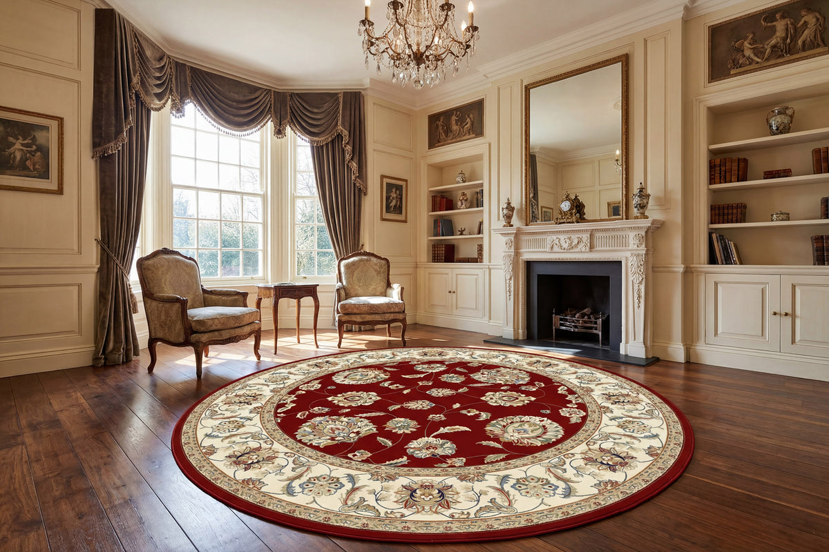 Ancient Garden 57365-1464 Red/Ivory Area Rug