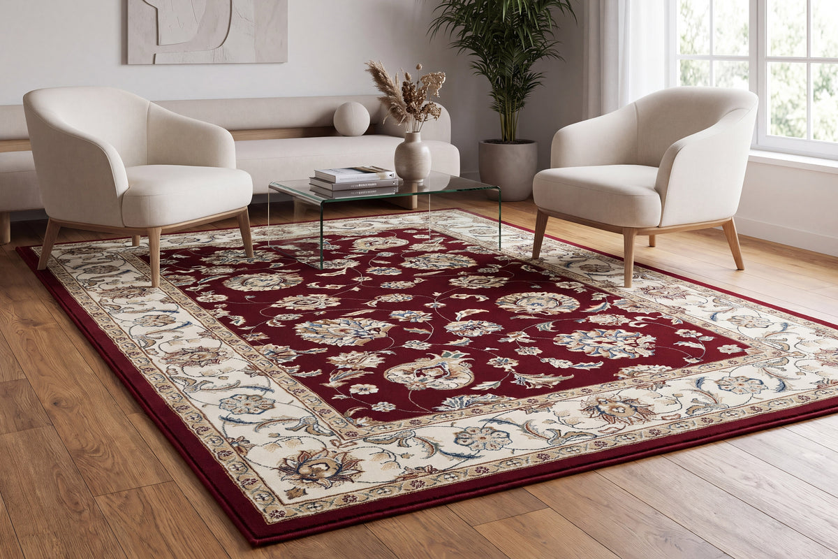 Ancient Garden 57365-1464 Red/Ivory Area Rug