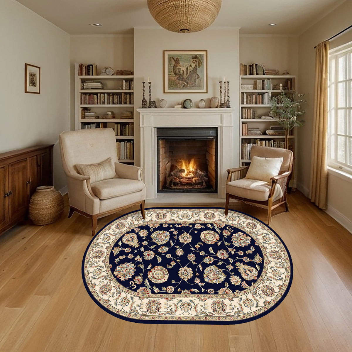 Ancient Garden 57365-3464 Blue/Ivory Area Rug