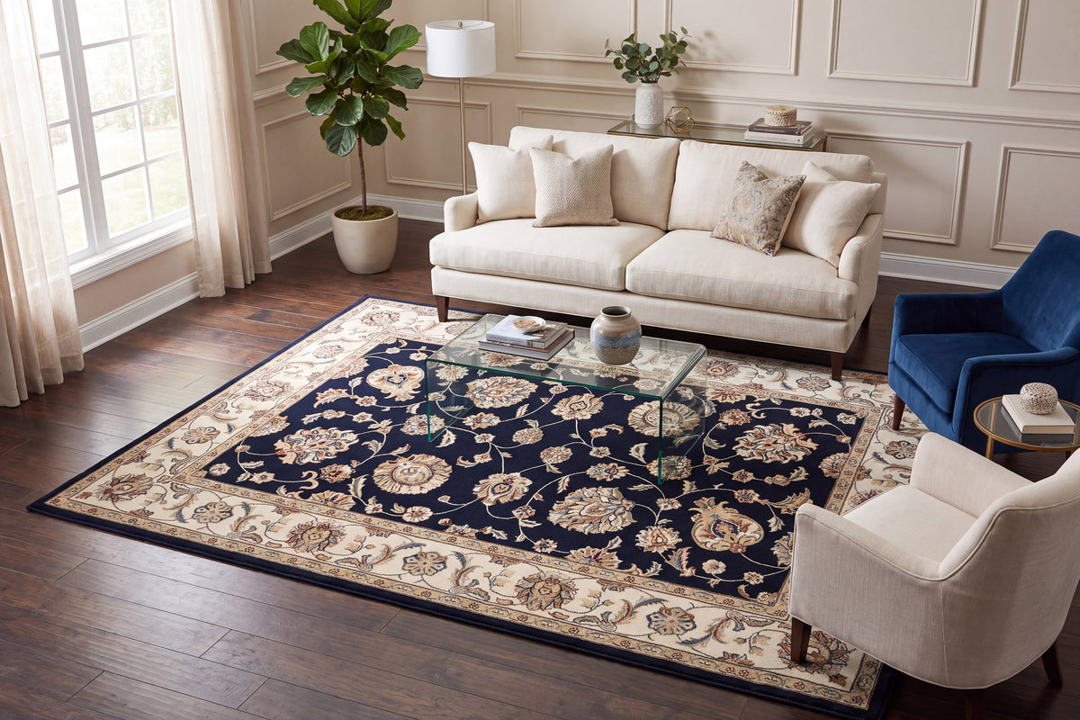 Ancient Garden 57365-3464 Blue/Ivory Area Rug