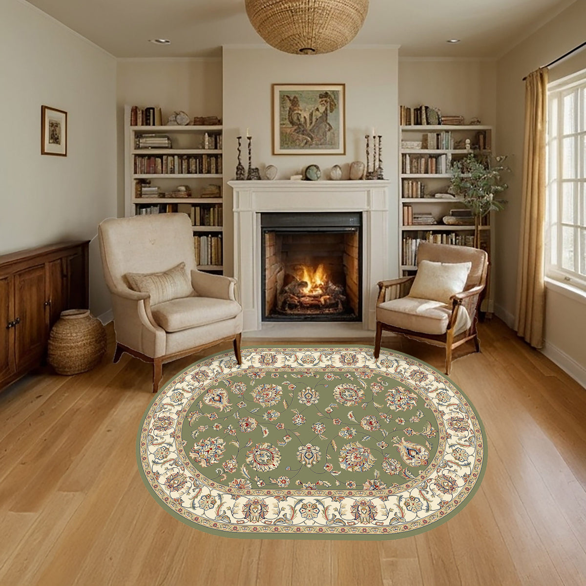 Ancient Garden 57365-4464 Green/Ivory Area Rug