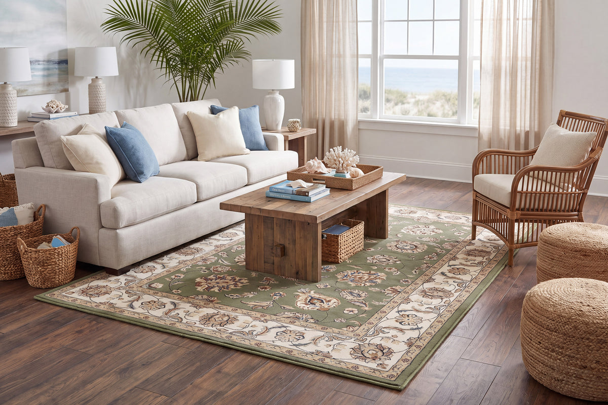 Ancient Garden 57365-4464 Green/Ivory Area Rug