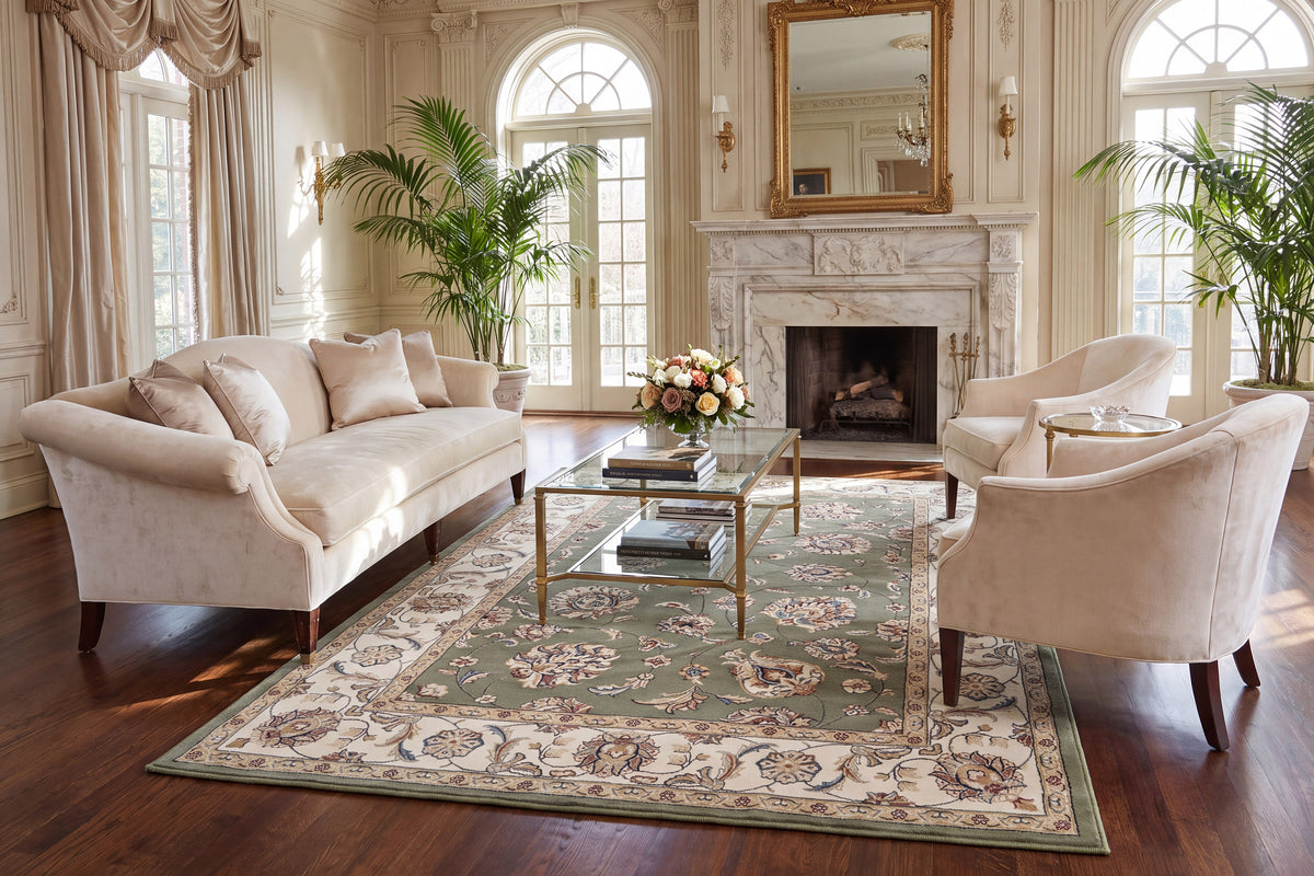 Ancient Garden 57365-4464 Green/Ivory Area Rug