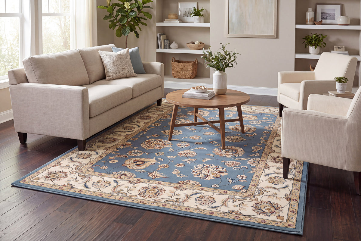 Ancient Garden 57365-5464 Light Blue/Ivory Area Rug
