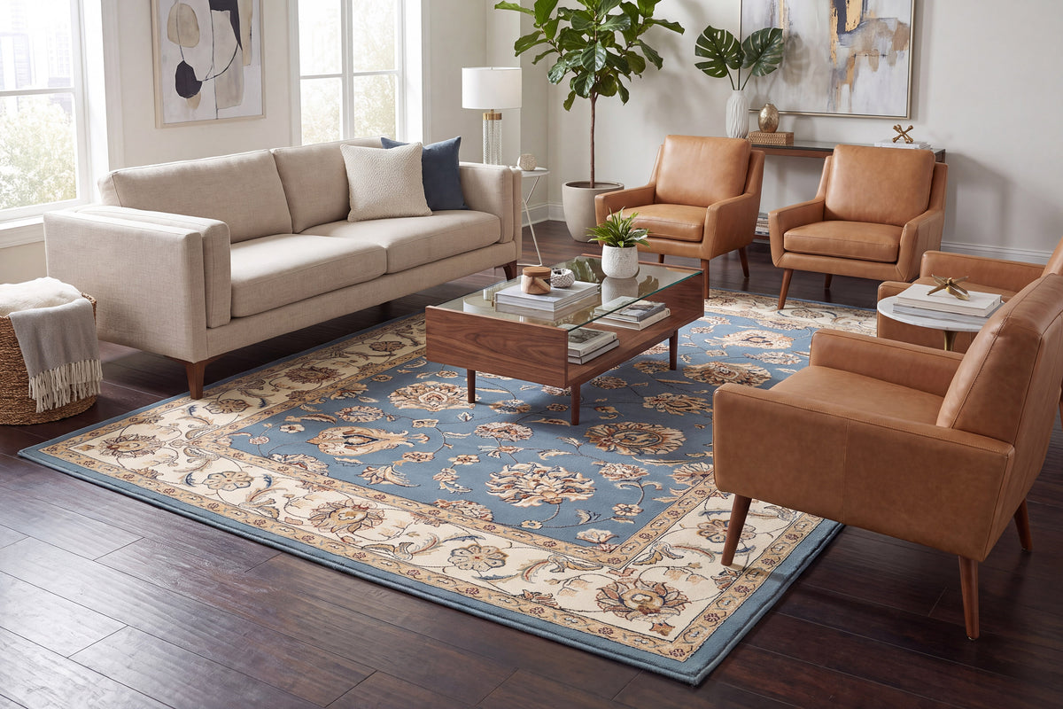 Ancient Garden 57365-5464 Light Blue/Ivory Area Rug