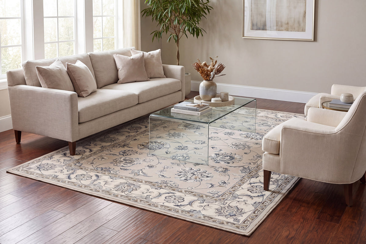 Ancient Garden 57365-9666 Grey/Cream Area Rug