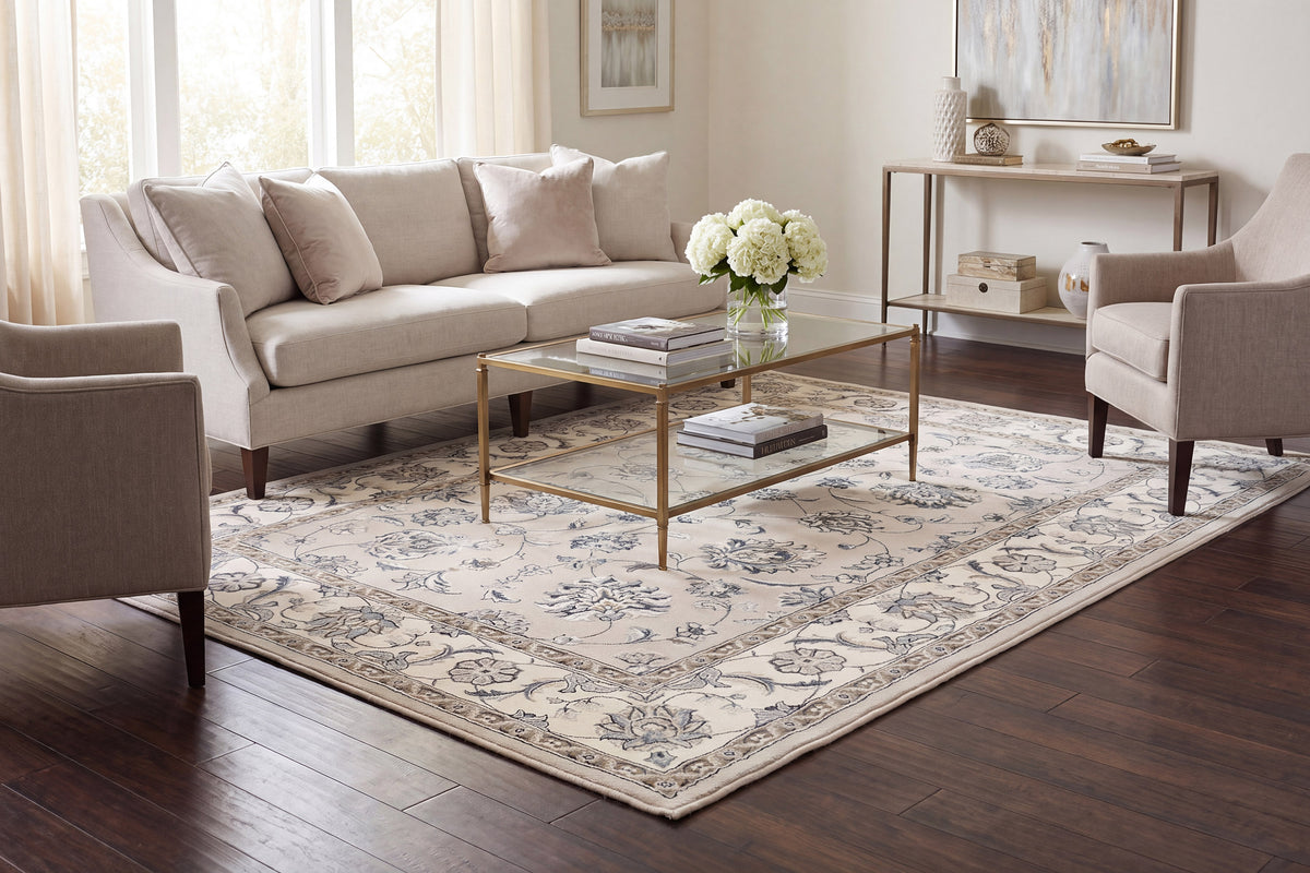 Ancient Garden 57365-9666 Grey/Cream Area Rug