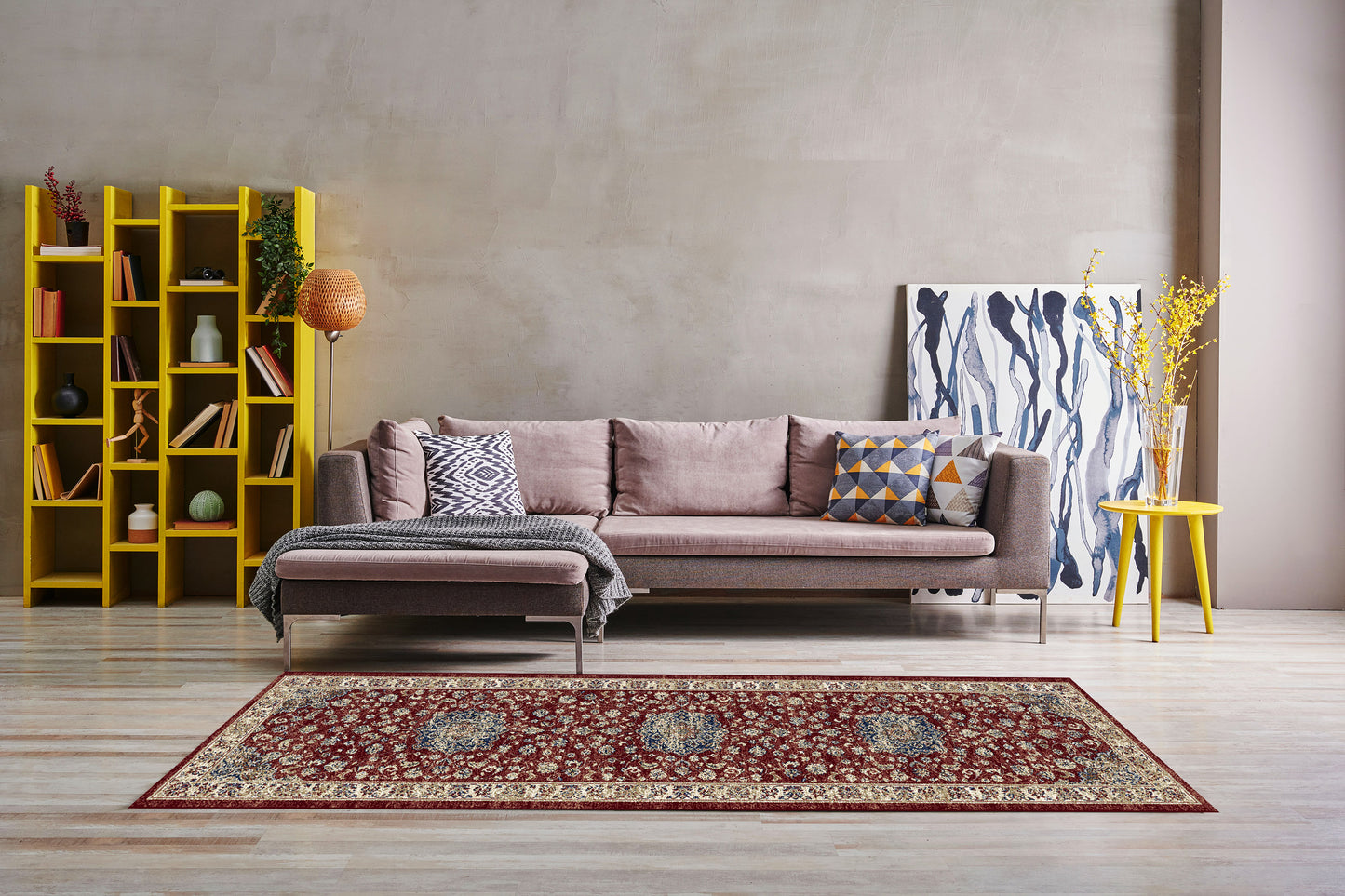 Ancient Garden 57559-1464 Red/Ivory Area Rug