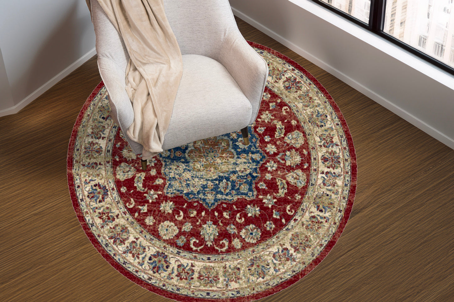 Ancient Garden 57559-1464 Red/Ivory Area Rug