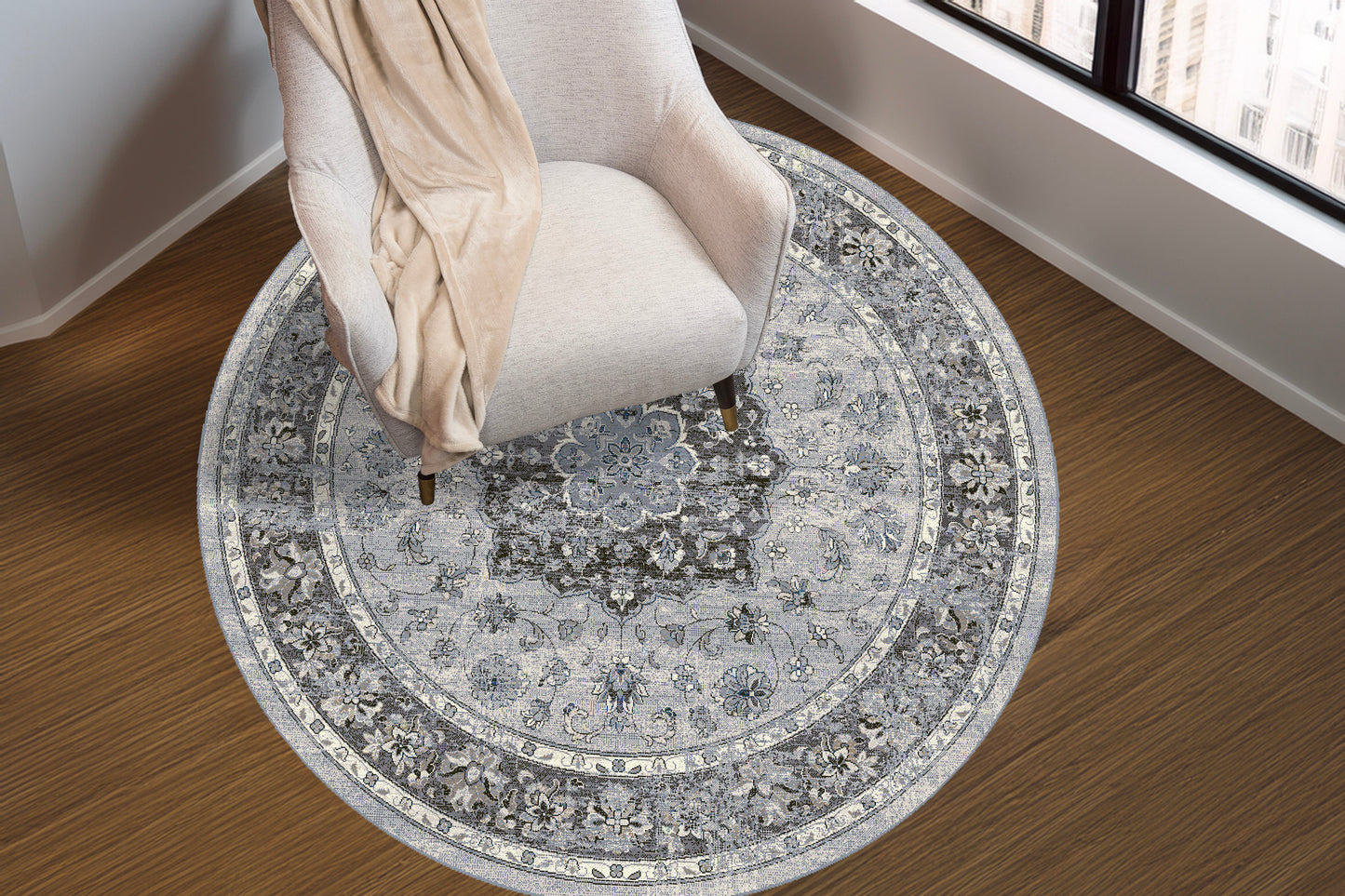 Ancient Garden 57559-9656 Silver/Grey Area Rug