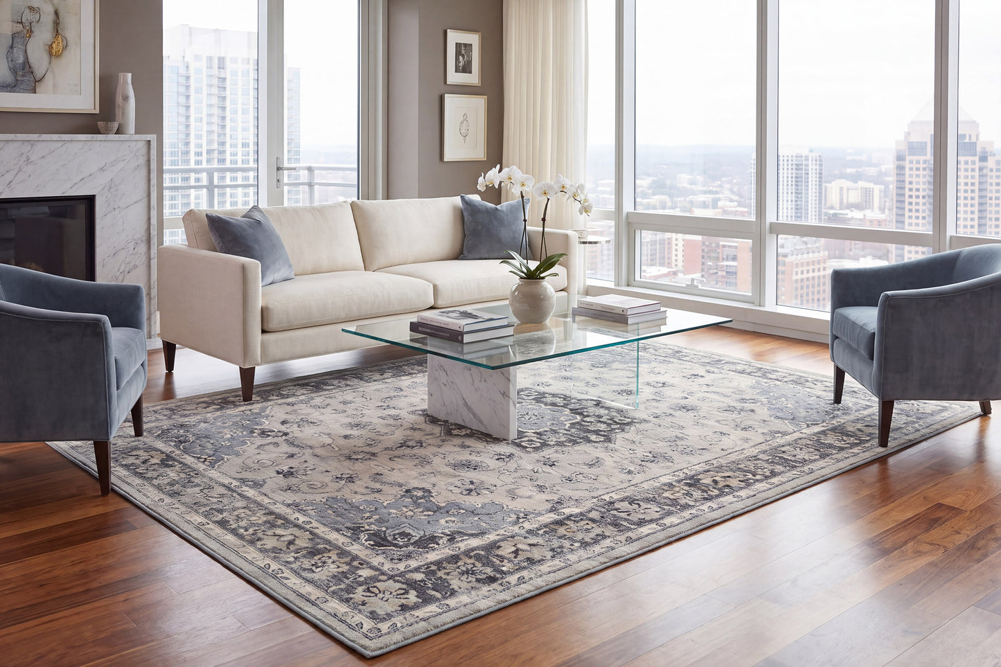 Ancient Garden 57559-9656 Silver/Grey Area Rug
