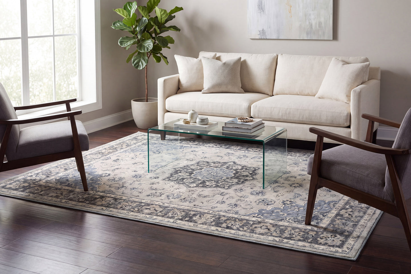 Ancient Garden 57559-9656 Silver/Grey Area Rug