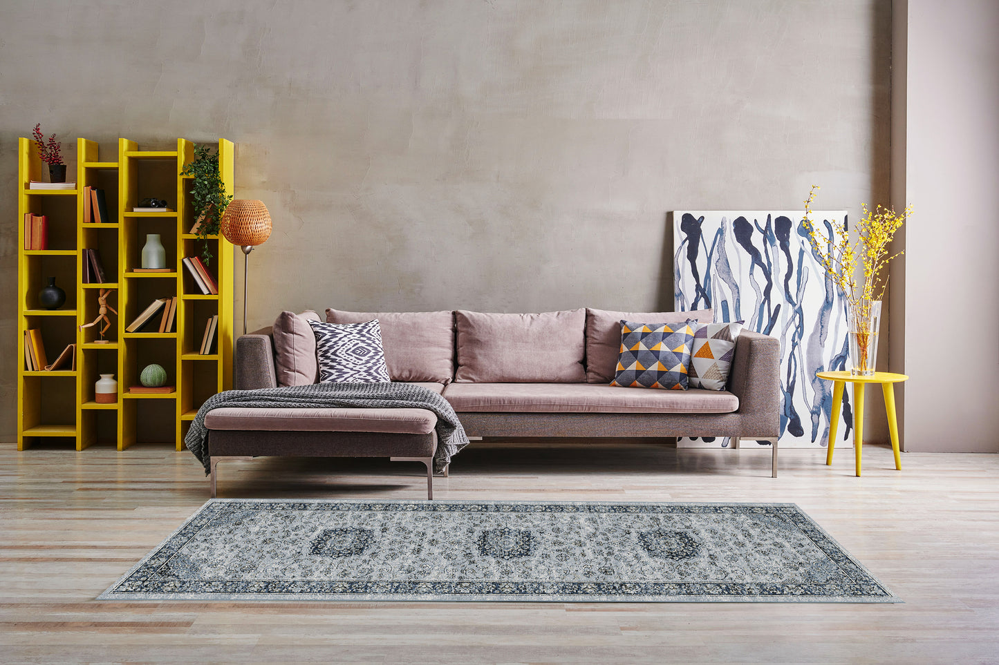 Ancient Garden 57559-9686 Silver/Blue Area Rug