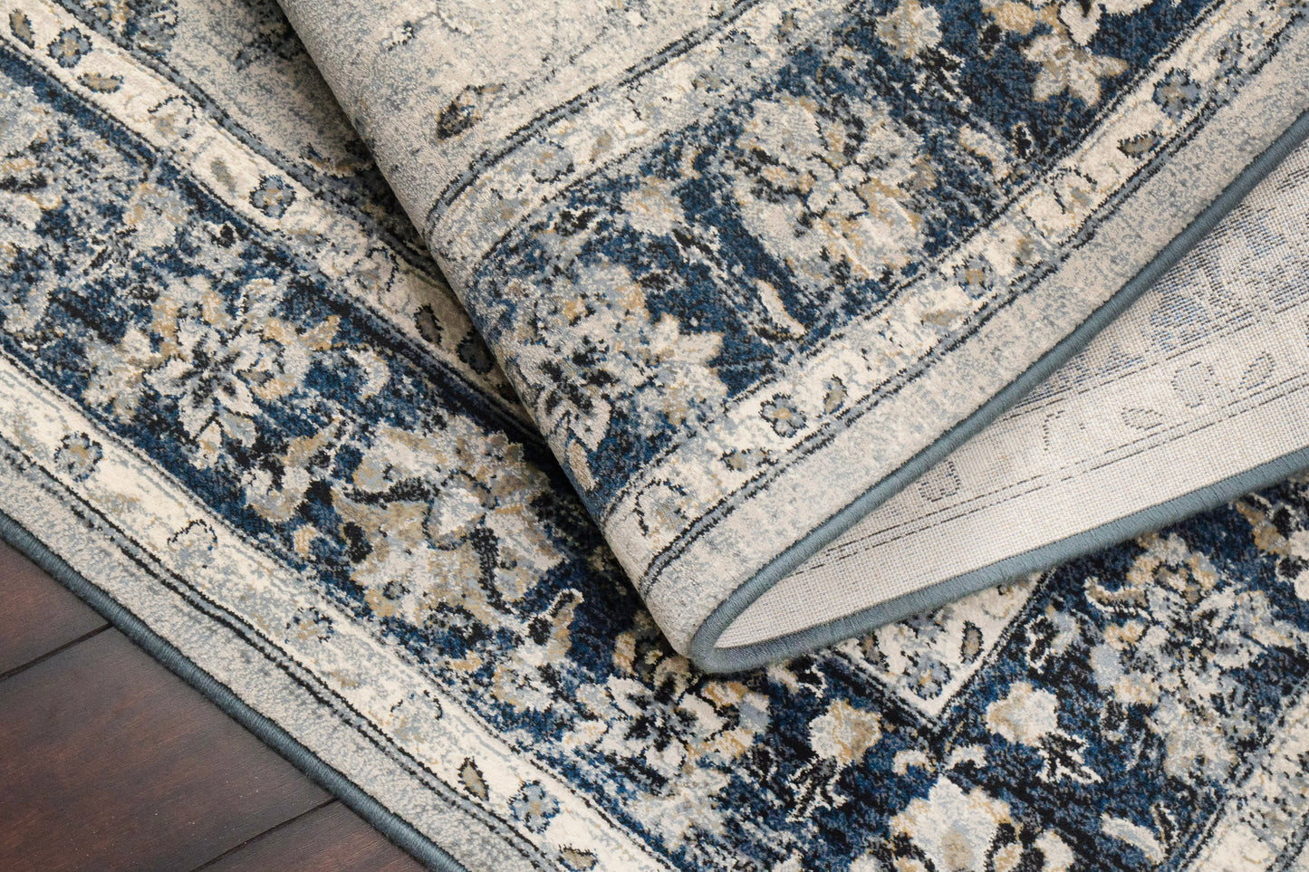 Ancient Garden 57559-9686 Silver/Blue Area Rug