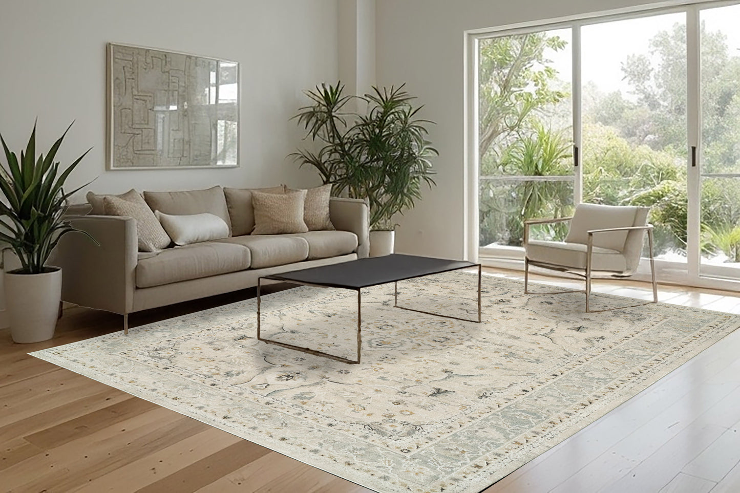 Annalise 7605-105 Cream/Blue Area Rug