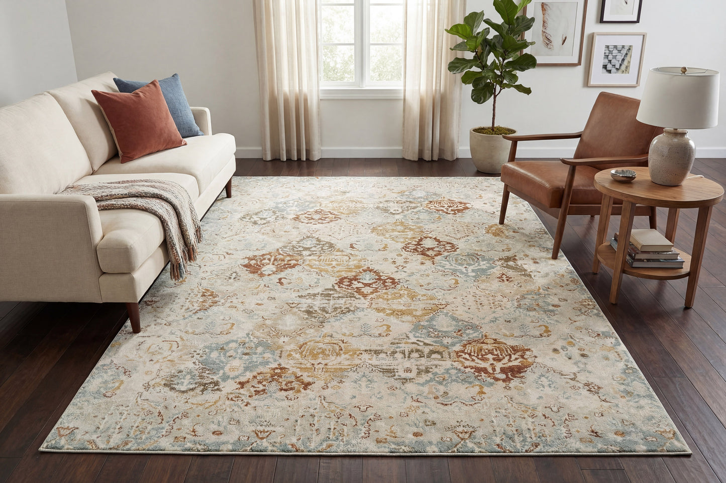 Annalise 7602-899 Beige/Multi Area Rug