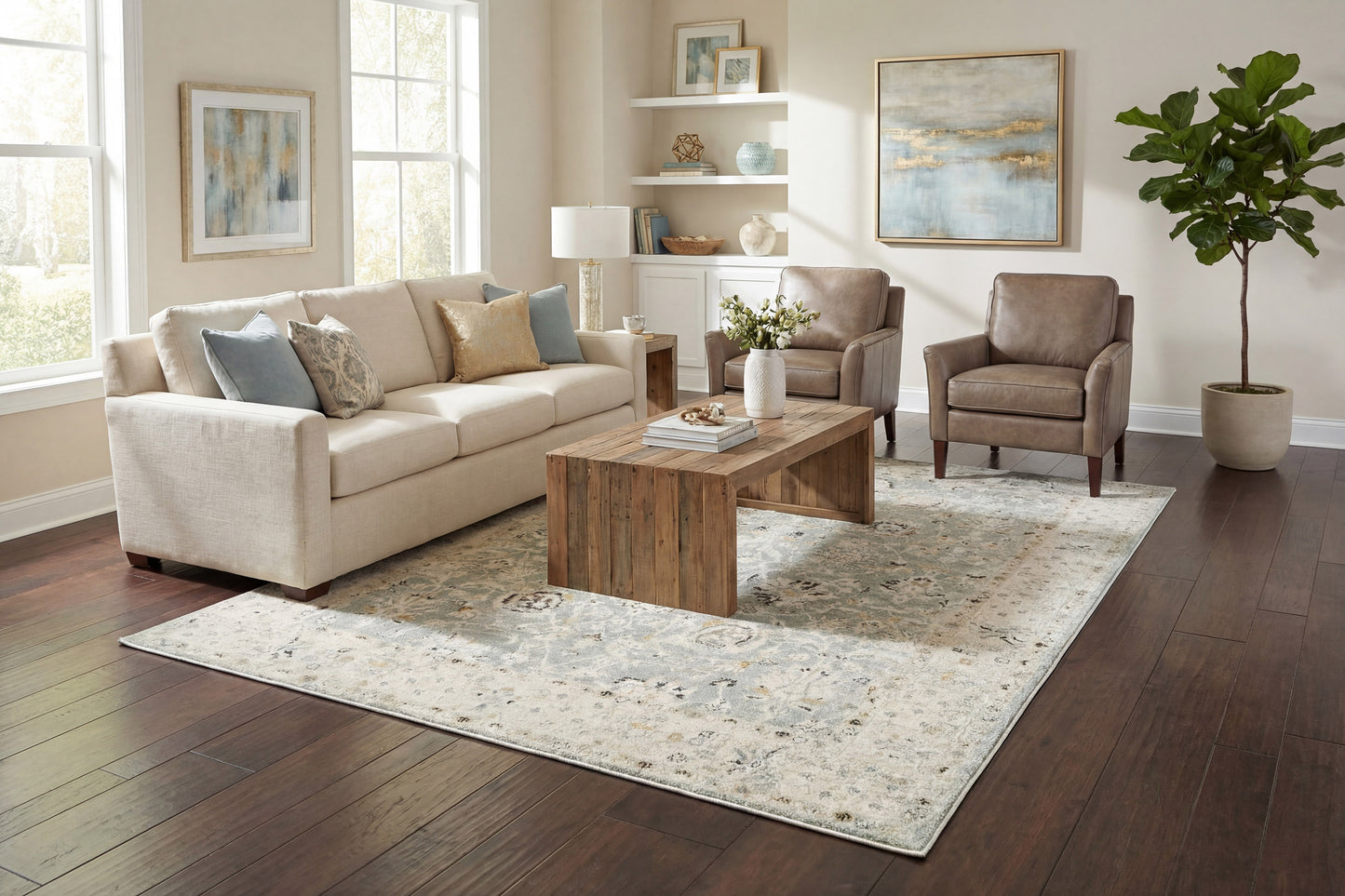 Annalise 7604-580 Blue/Beige Area Rug