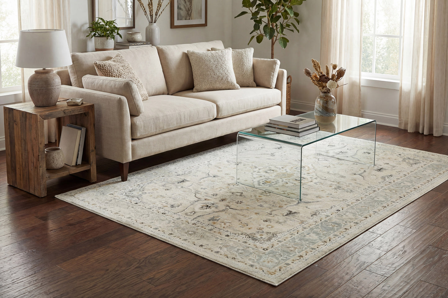 Annalise 7605-105 Cream/Blue Area Rug