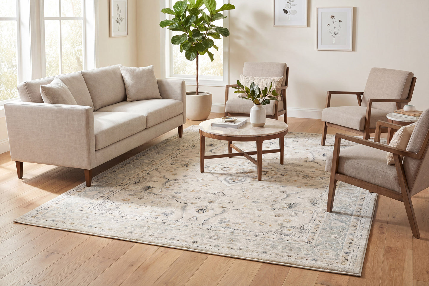 Annalise 7605-810 Beige/Cream Area Rug