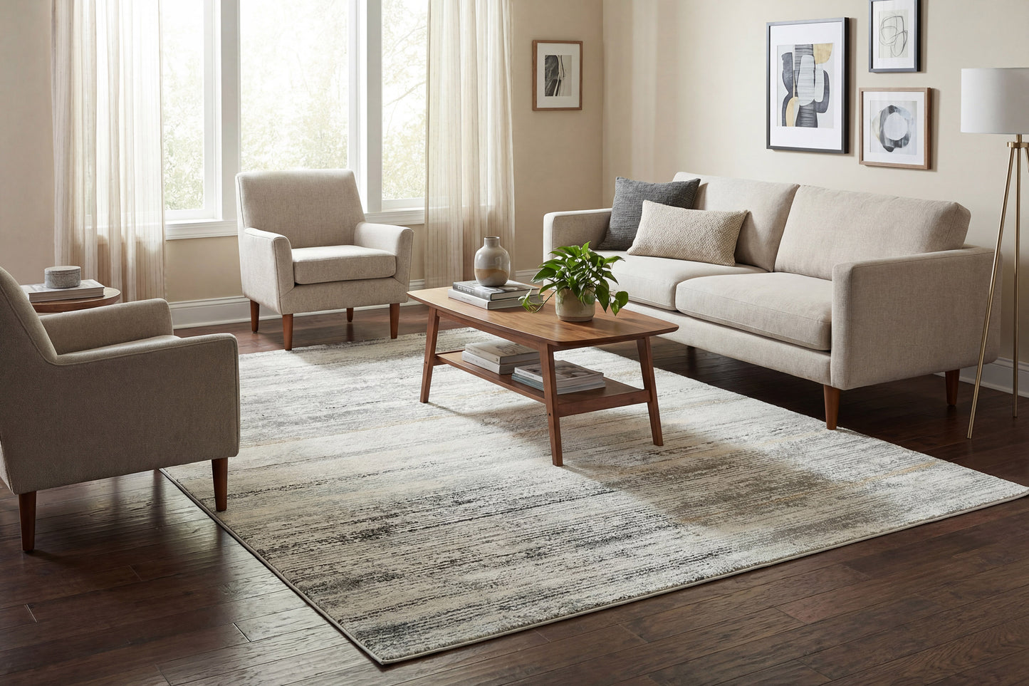 Annalise 7611-989 Grey/Beige/Charcoal Area Rug