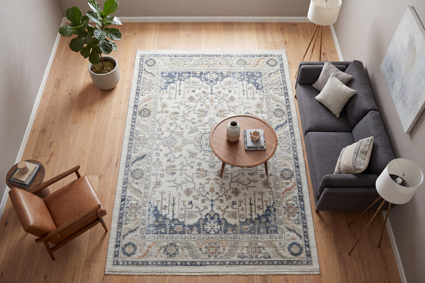 Authentic 18782-150 Ivory/Navy Area Rug