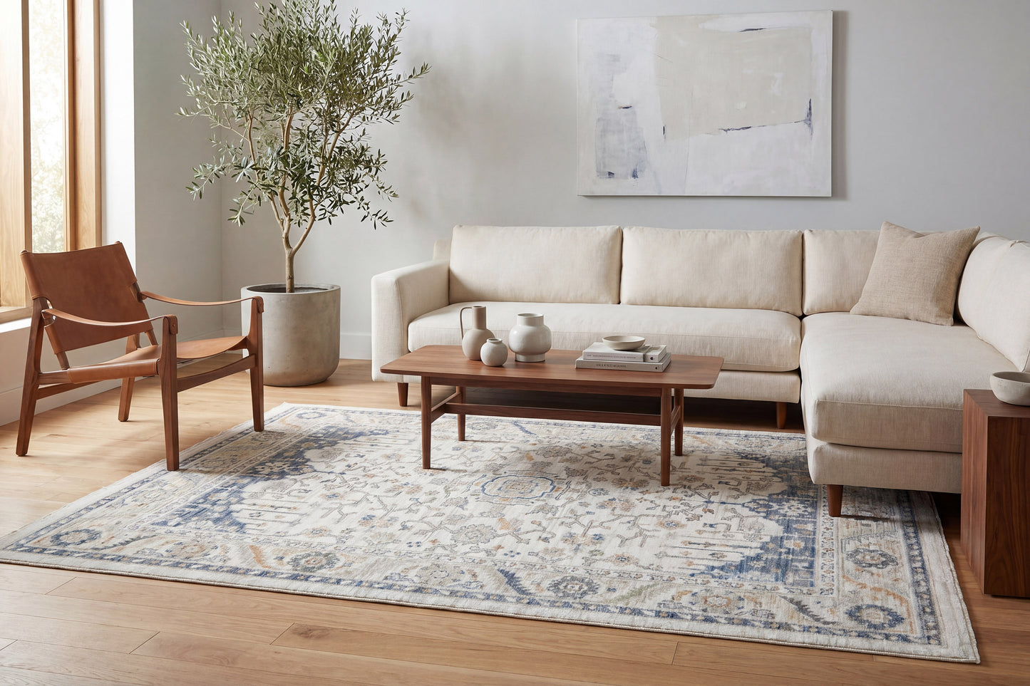 Authentic 18782-150 Ivory/Navy Area Rug