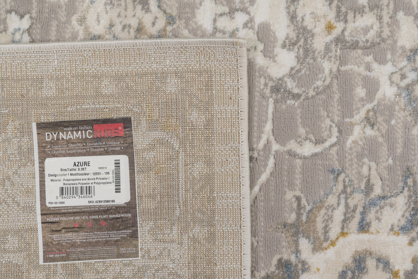Azure 12580-195 Cream/Grey/Blue Area Rug