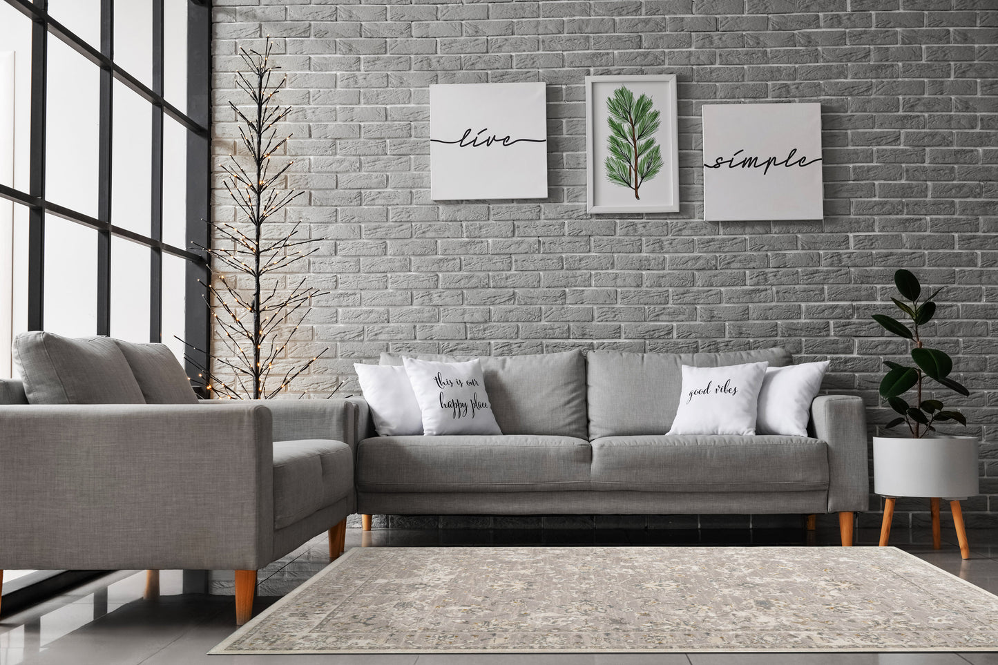 Azure 12580-195 Cream/Grey/Blue Area Rug