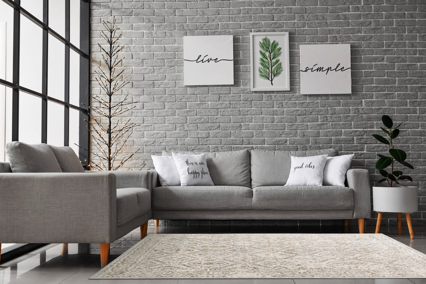Azure 12582-189 Ivory/Beige/Grey Area Rug