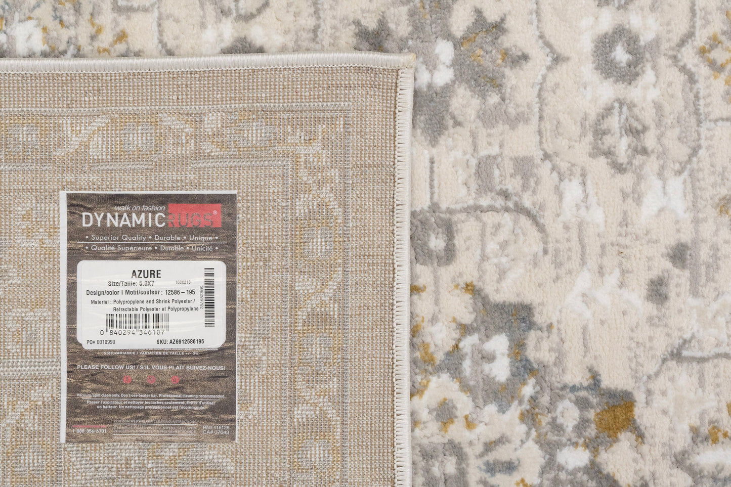 Azure 12586-195 Ivory/Grey/Blue Area Rug