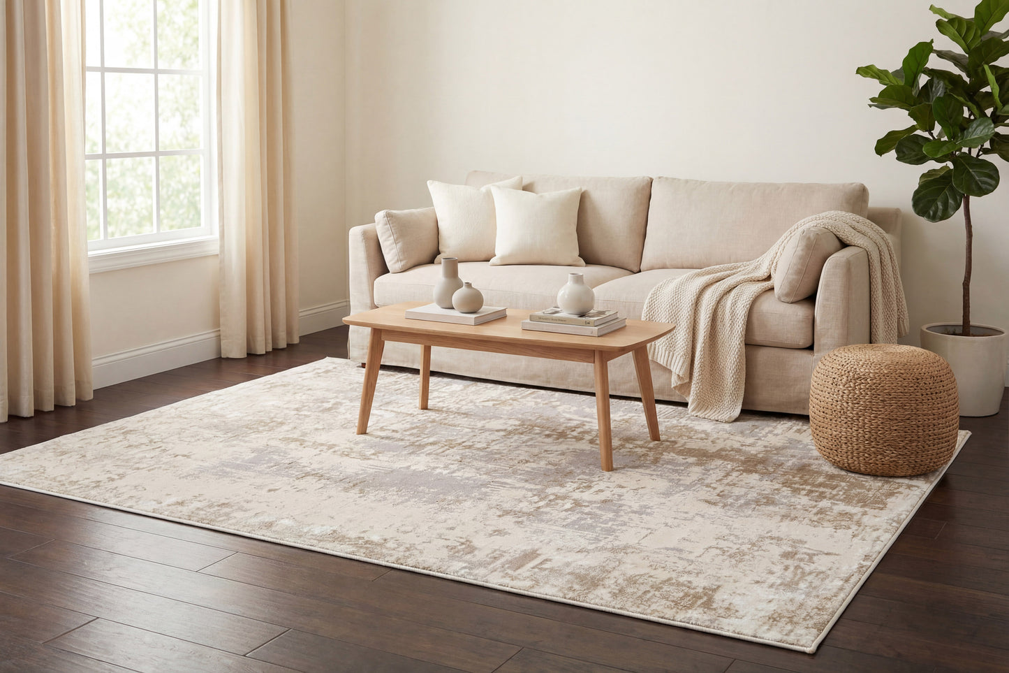 Azure 12581-189 Ivory/Beige/Grey Area Rug