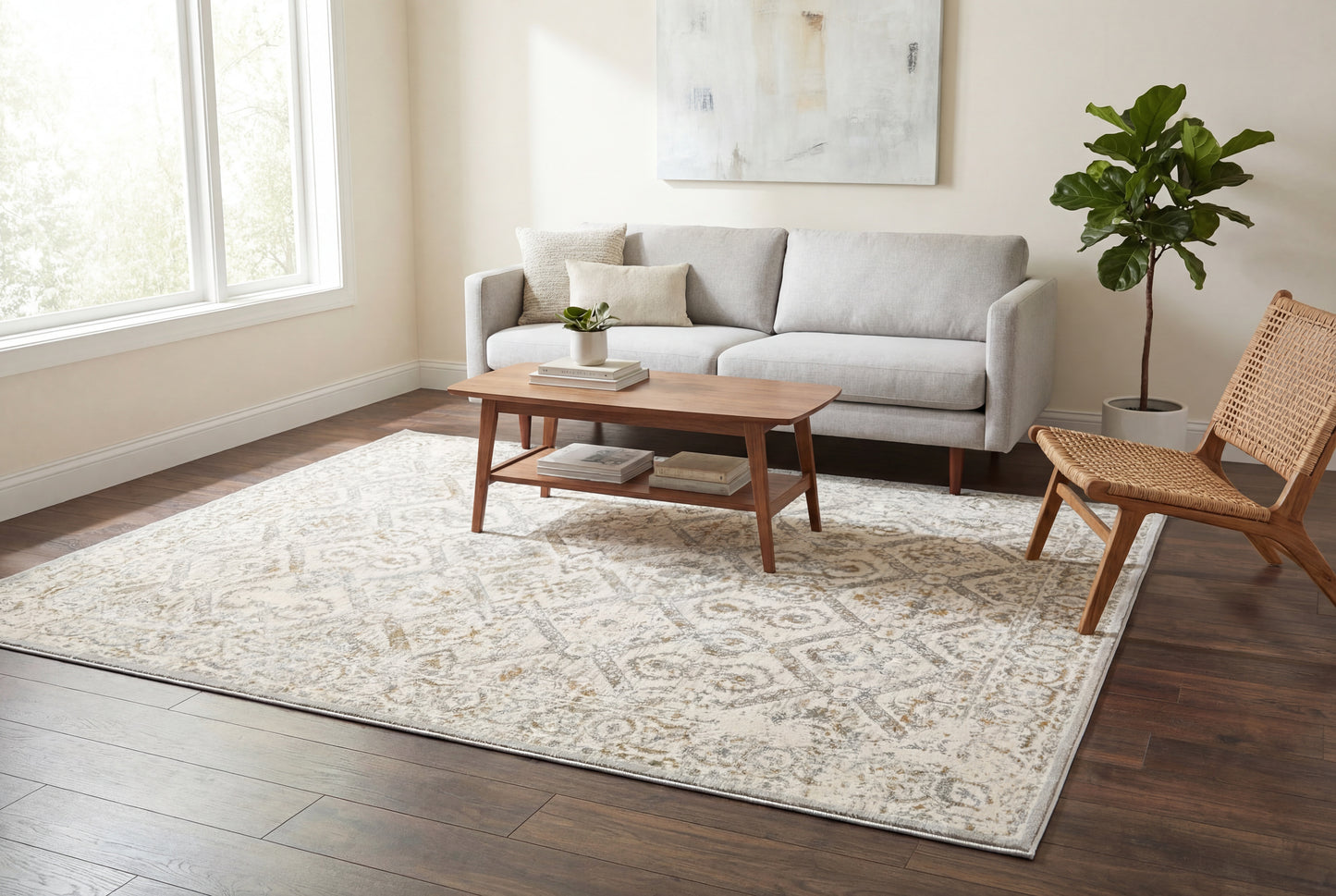 Azure 12582-189 Ivory/Beige/Grey Area Rug
