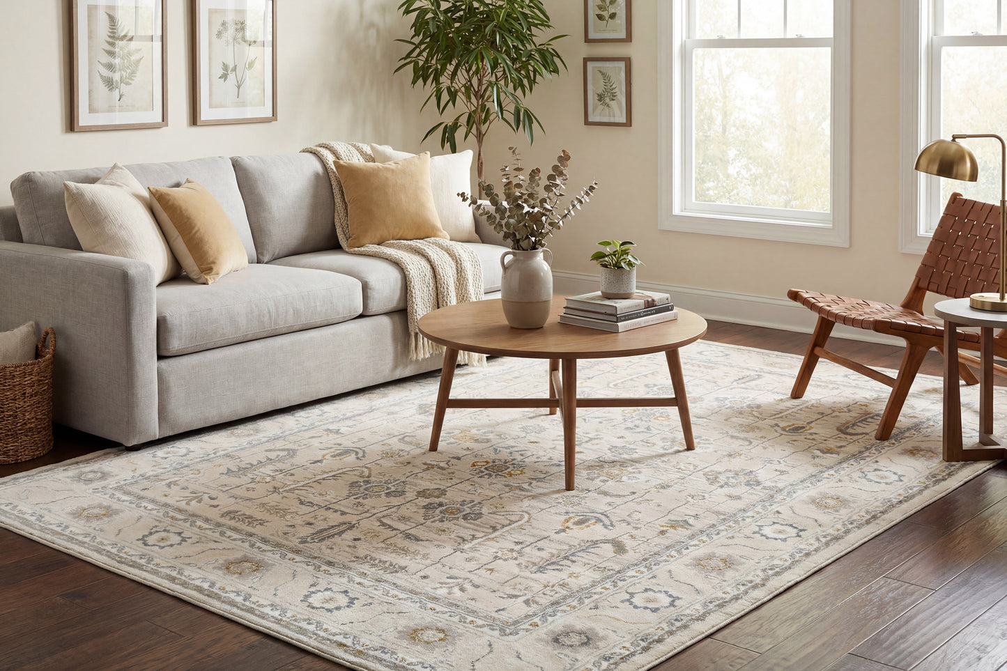 Azure 12584-195 Ivory/Grey/Blue Area Rug
